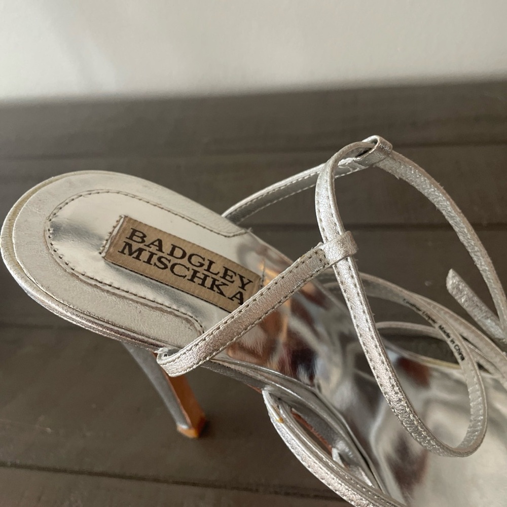 Badgley Mischka Strappy Silver Heels